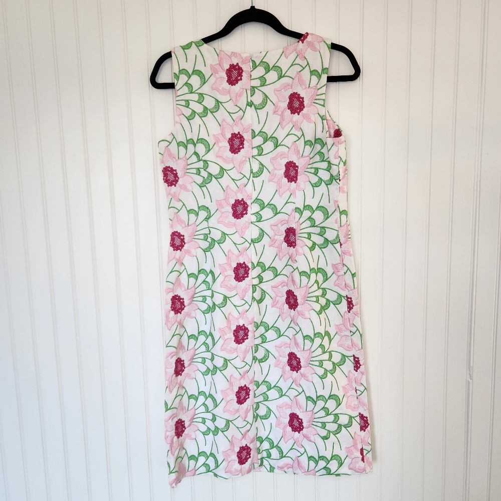 Talbots White Floral Sheath Dress with Pink & Green Print - Picture 4 of 7
